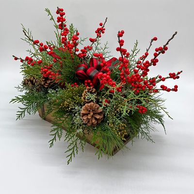 Holiday Greens and Ilex Berry Centerpiece