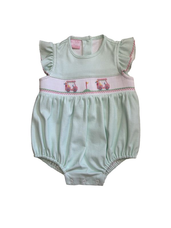 Petit Bebe Golf Lt Green Gingham Knit Slvlss Girl’s Bubble