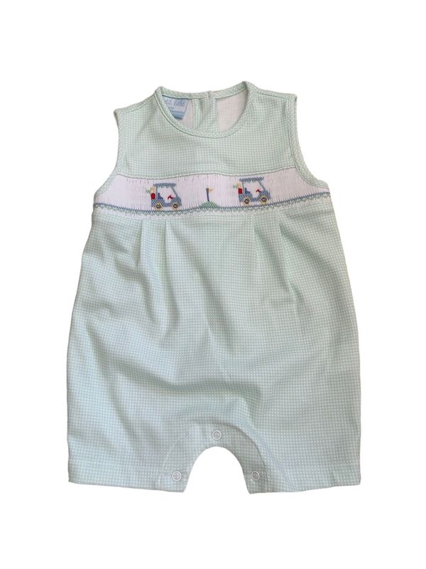Petit Bebe Golf Lt Green Gingham Knit Boy’s Jon Jon