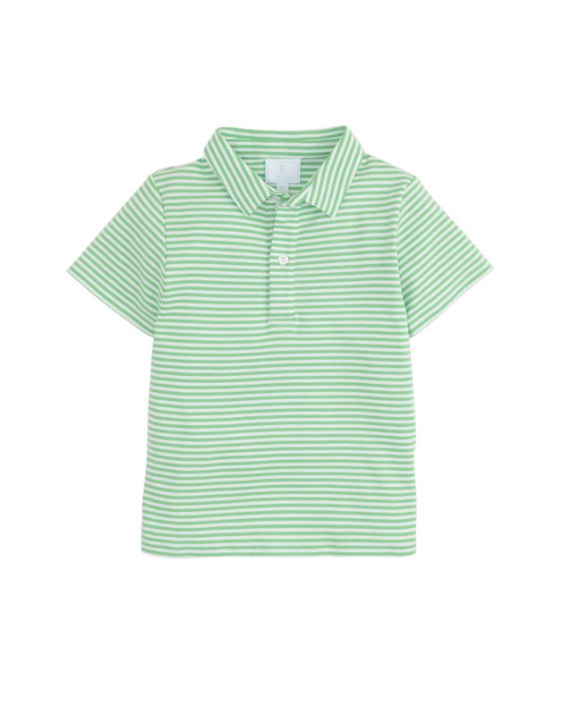 Little English SS Polo Green Stripe