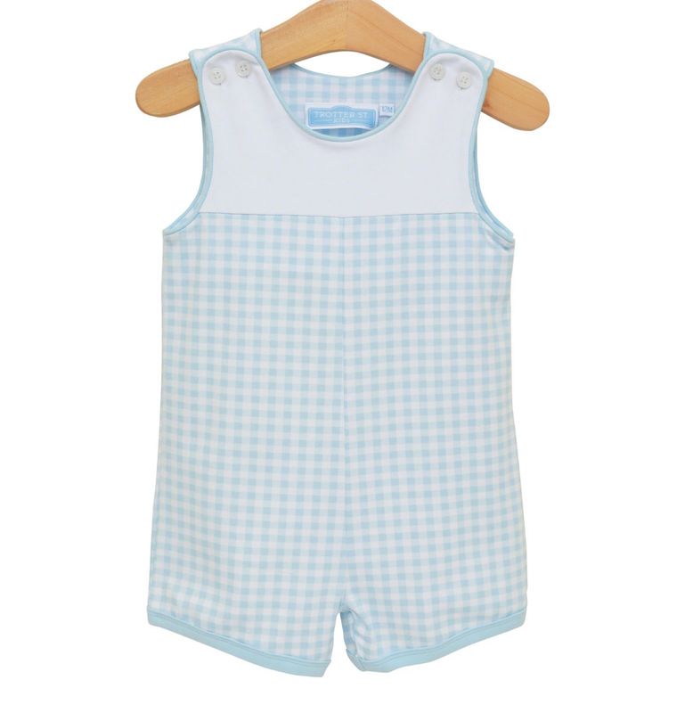 SS26 Trotter Street Kids Light Blue Gingham Madden John John 