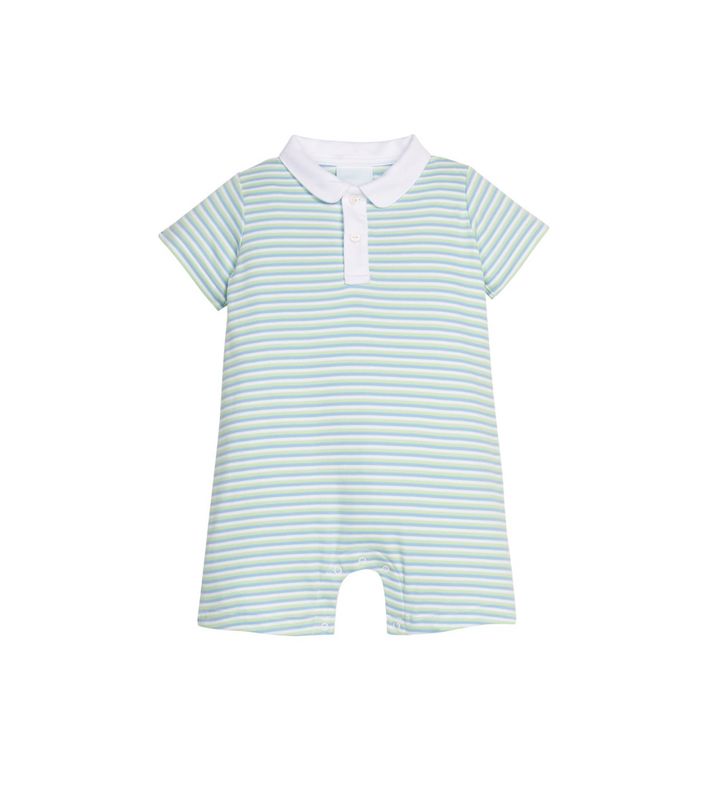 Little English Greenview Stripe Polo Romper