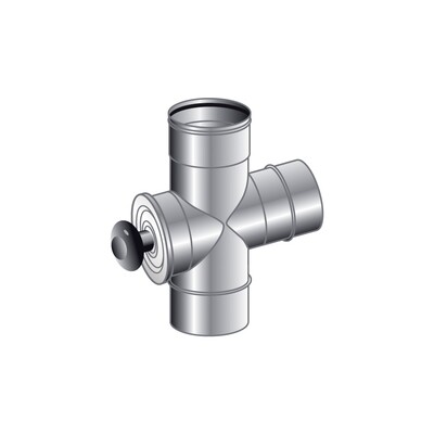 RACCORDO T 90 GRADI CON ISPEZIONE LATO OPPOSTA T 600 GRADI MONO PARETE, INOX 316 L BA