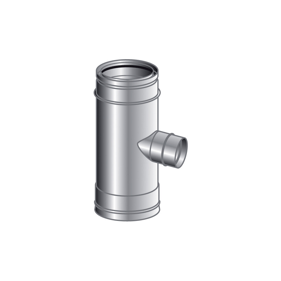 RACCORDO T 90 GRADI RIDOTTO 80 MONO INOX INTERCAPEDINE ARIA