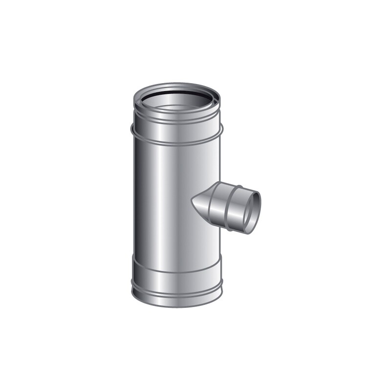 RACCORDO T 90 GRADI RIDOTTO 80 MONO INOX INTERCAPEDINE ARIA