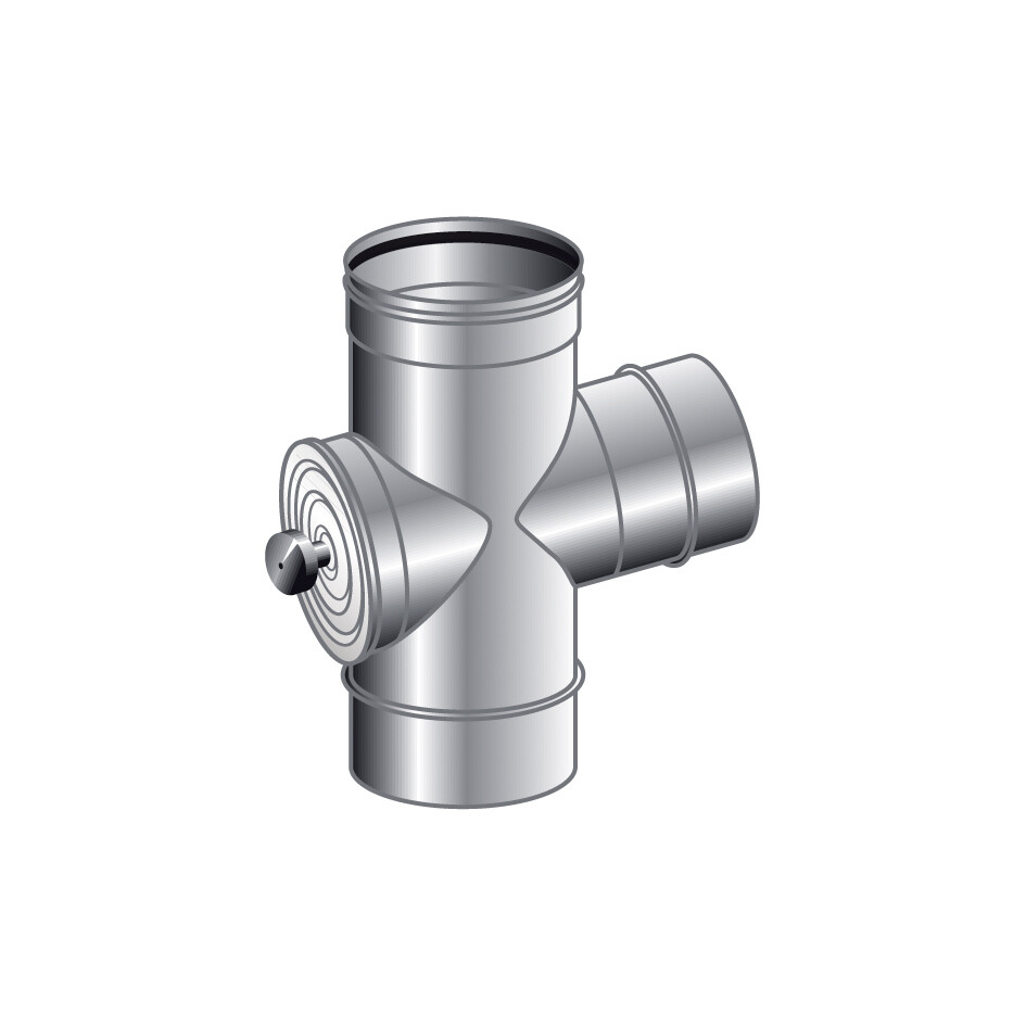 RACCORDO T 90 GRADI CON ISPEZIONE LATO OPPOSTA MONO PARETE, INOX 316 L BA