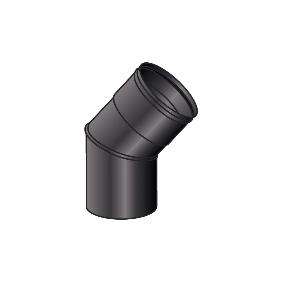 CURVA 45 GRADI MONO PARETE, FERRO 1.2 VERNICIATO NERO