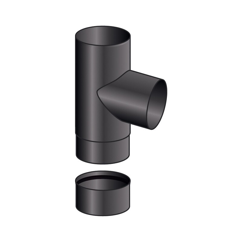 RACCORDO T 90 GRADI CON TAPPO CIECO MONO PARETE, FERRO 2.0 VERNICIATO NERO