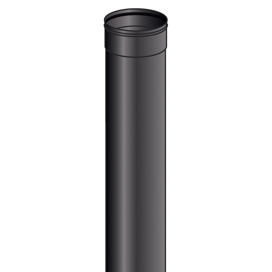 TUBO 2 MT MONO PARETE, FERRO 1.2 VERNICIATO NERO