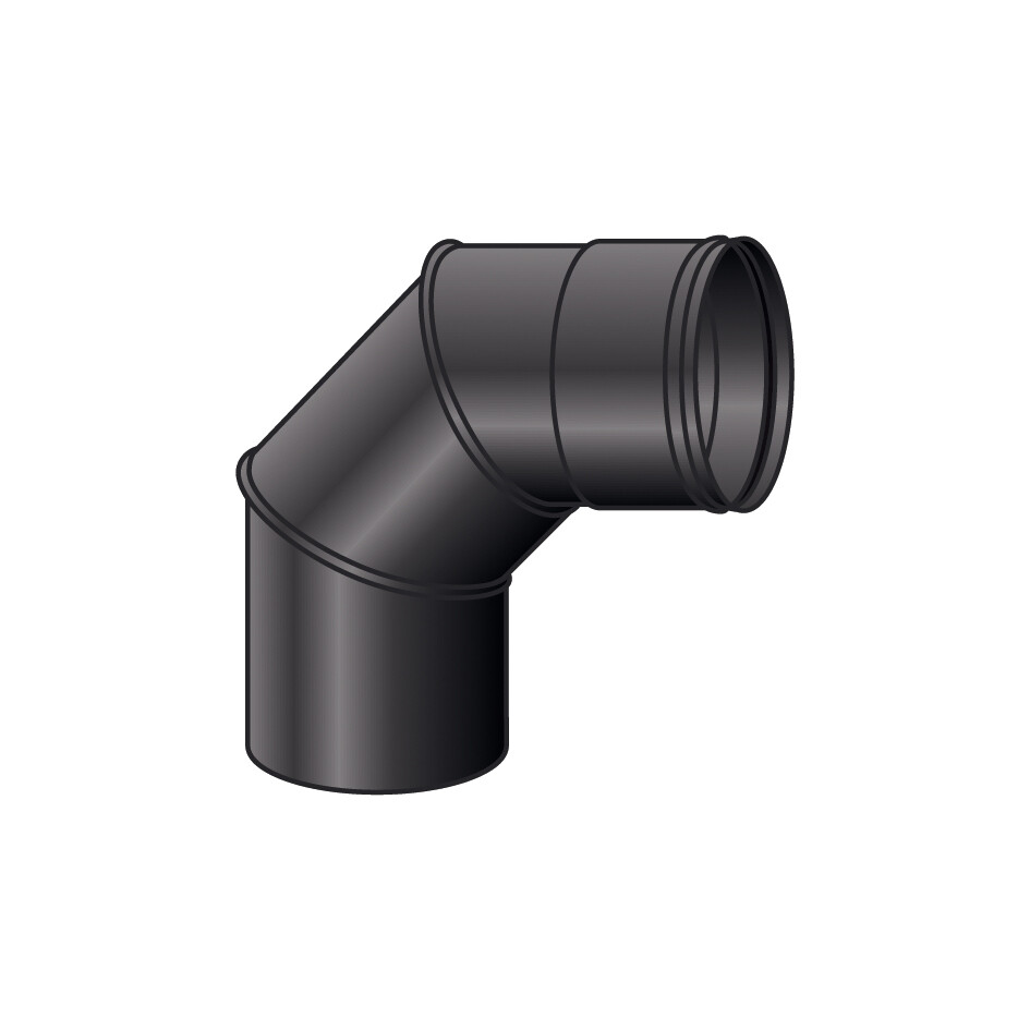 CURVA 90 GRADI MONO PARETE, FERRO 1.2 VERNICIATO NERO