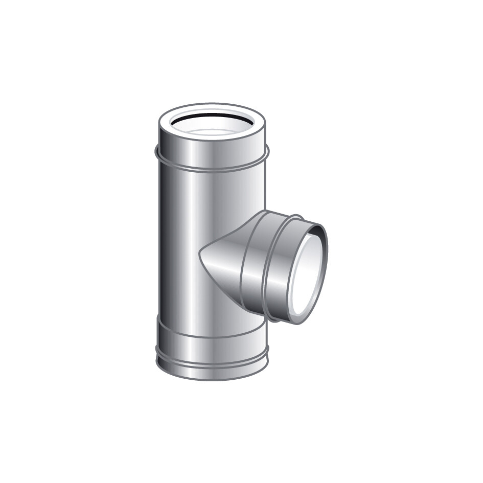 RACCORDO T 87 GRADI PLASTICA PROTETTO INOX INTERCAPEDINE ARIA