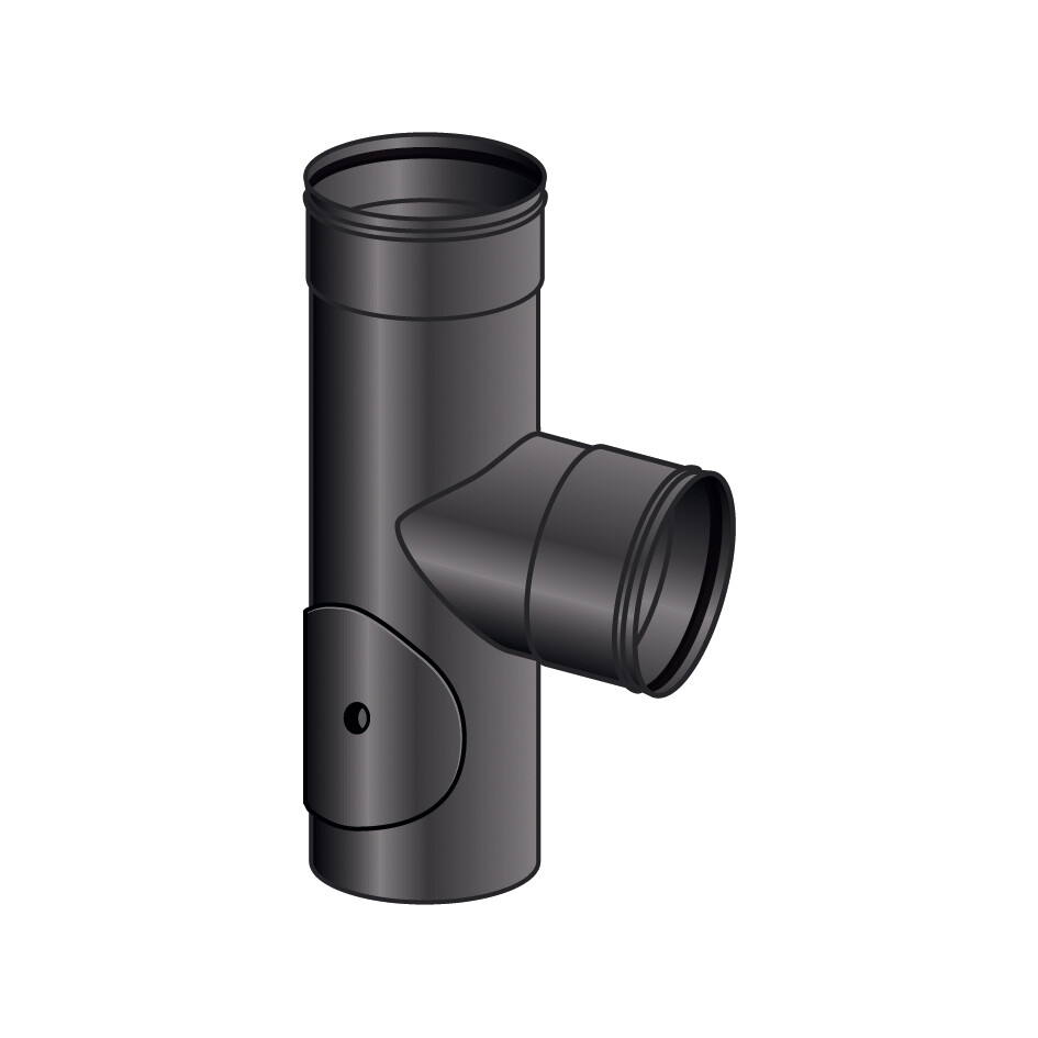 RACCORDO T 90 GRADI FFM ISPEZIONABILE MONO PARETE, FERRO 1.2 VERNICIATO NERO