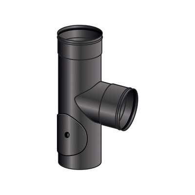 RACCORDO T 90 GRADI FFM ISPEZIONABILE MONO PARETE, FERRO 1.2 VERNICIATO NERO