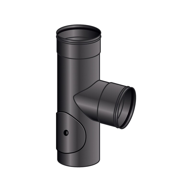 RACCORDO T 90 GRADI FFM ISPEZIONABILE MONO PARETE, FERRO 1.2 VERNICIATO NERO