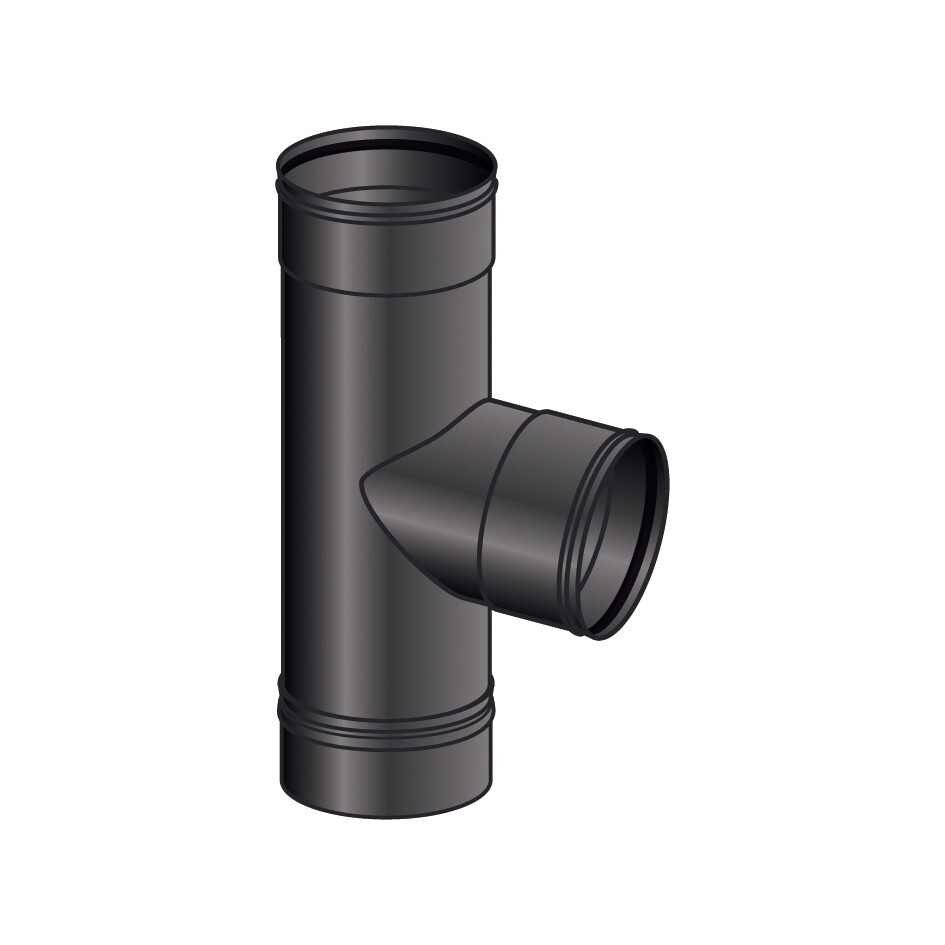 RACCORDO T 90 GRADI FFM CON TAPPO CIECO MONO PARETE, FERRO 1.2 VERNICIATO NERO