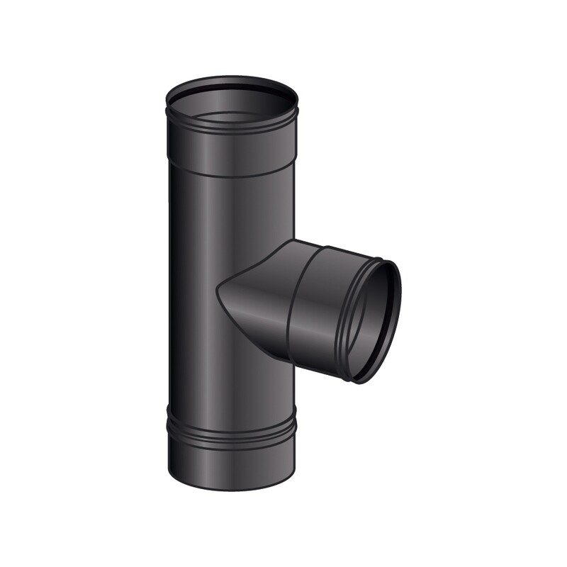 RACCORDO T 90 GRADI FFM CON TAPPO CIECO MONO PARETE, FERRO 1.2 VERNICIATO NERO