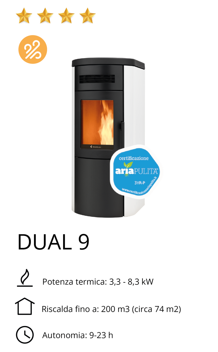 STUFA A PELLET RAVELLI MOD. DUAL 9