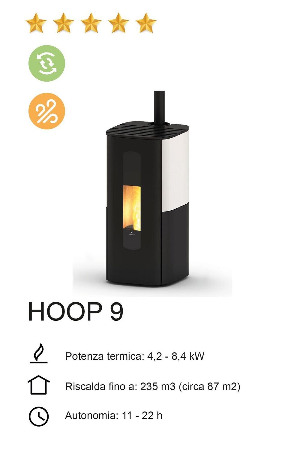 STUFA A PELLET RAVELLI MOD. HOOP 9