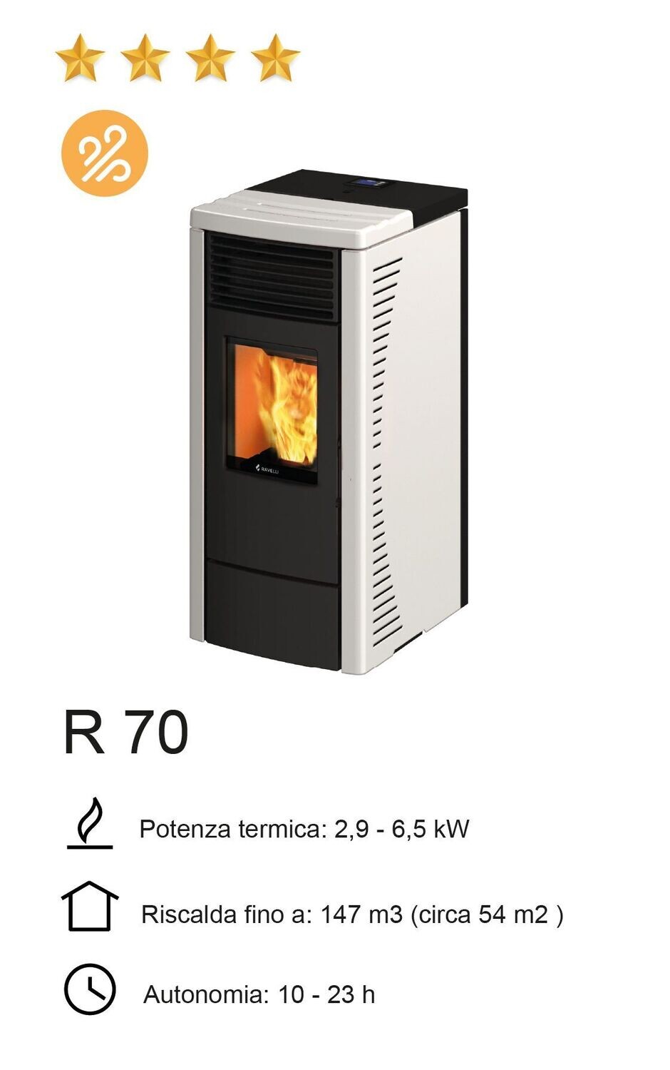 STUFA A PELLET RAVELLI MOD. R 70