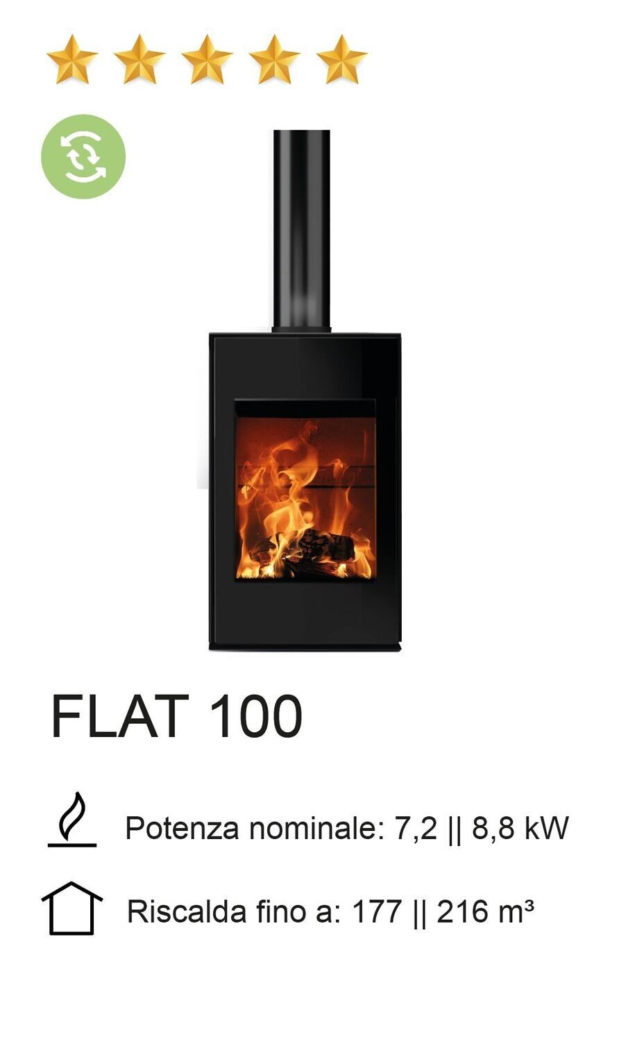 STUFA A LEGNA NOBIS MOD. FLAT 100