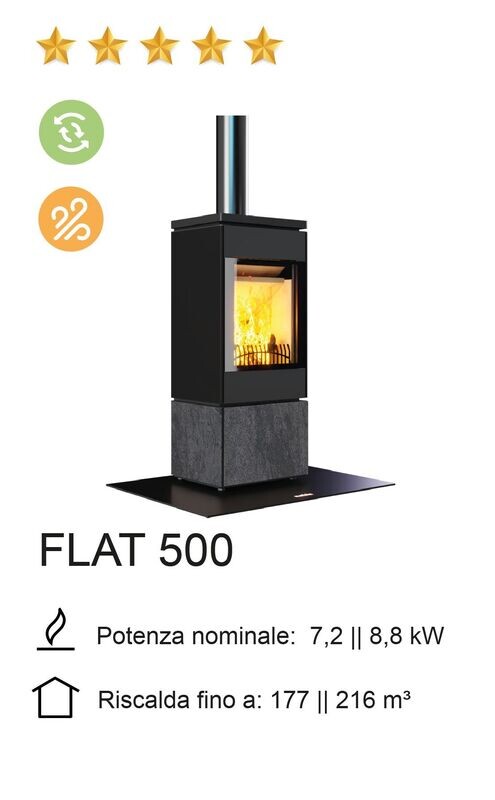 STUFA A LEGNA NOBIS MOD. FLAT 500