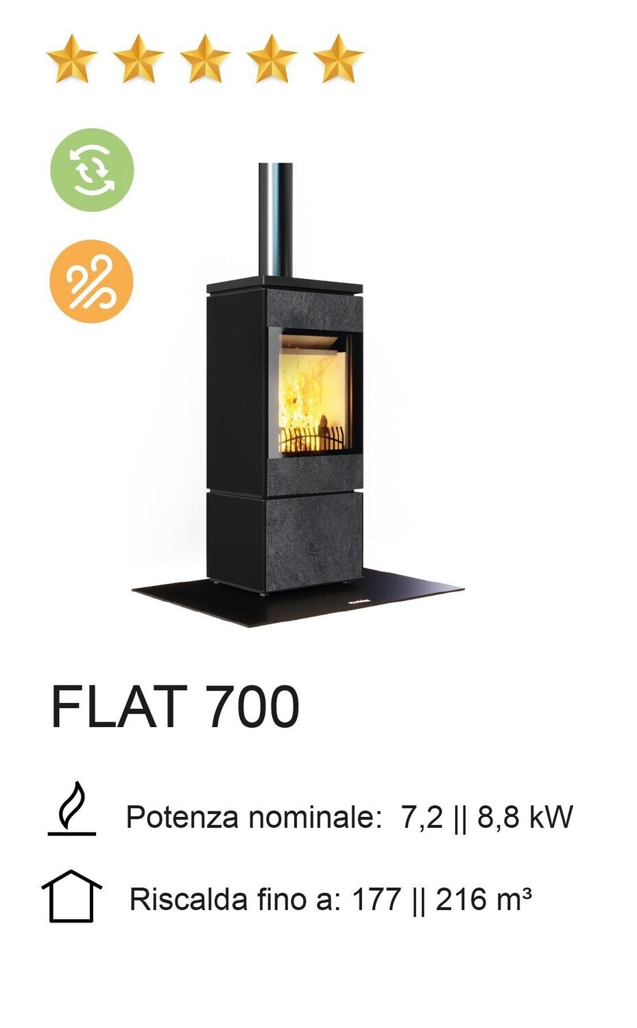 STUFA A LEGNA NOBIS MOD. FLAT 700