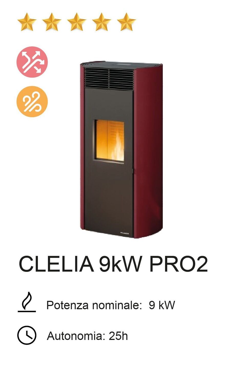 STUFA A PELLET PALAZZETTI MOD. CLELIA 9kW PRO2