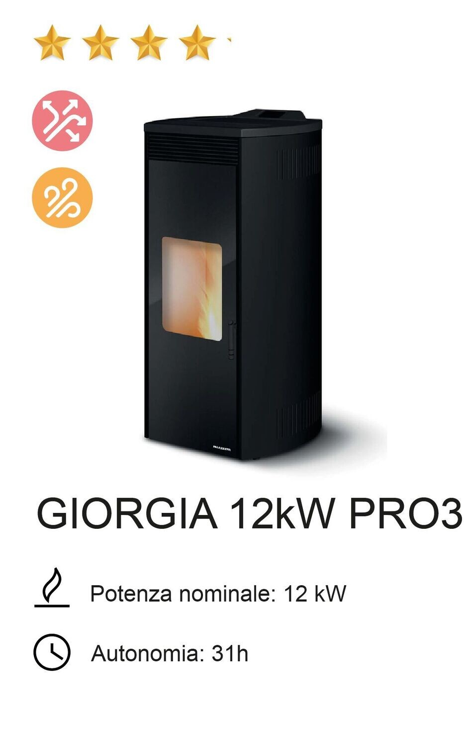 STUFA A PELLET PALAZZETTI MOD. GIORGIA 12kW PRO3