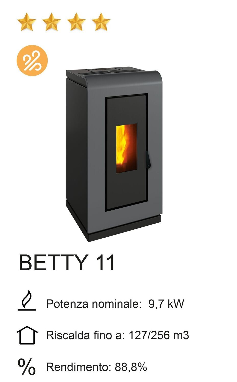 STUFA A PELLET TERMOVANA MOD. BETTY 11.0