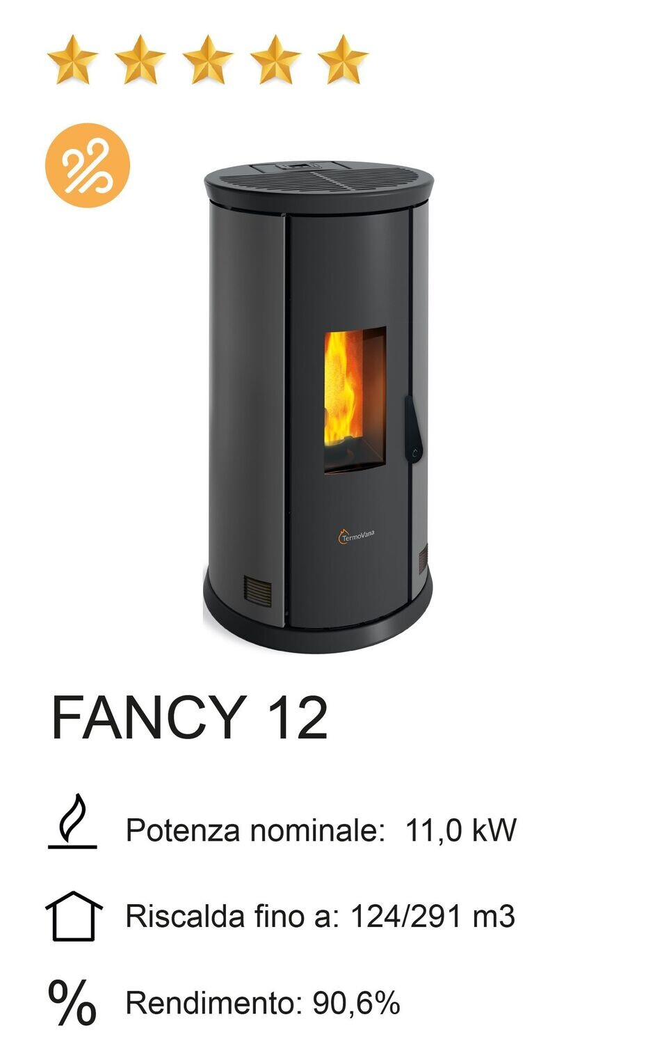 STUFA A PELLET TERMOVANA MOD. FANCY 12