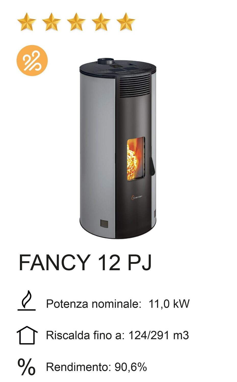 STUFA A PELLET TERMOVANA MOD. FANCY 12 PJ