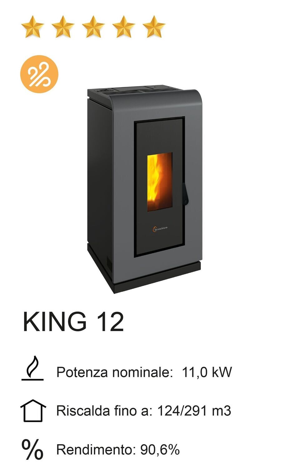 STUFA A PELLET TERMOVANA MOD. KING 12