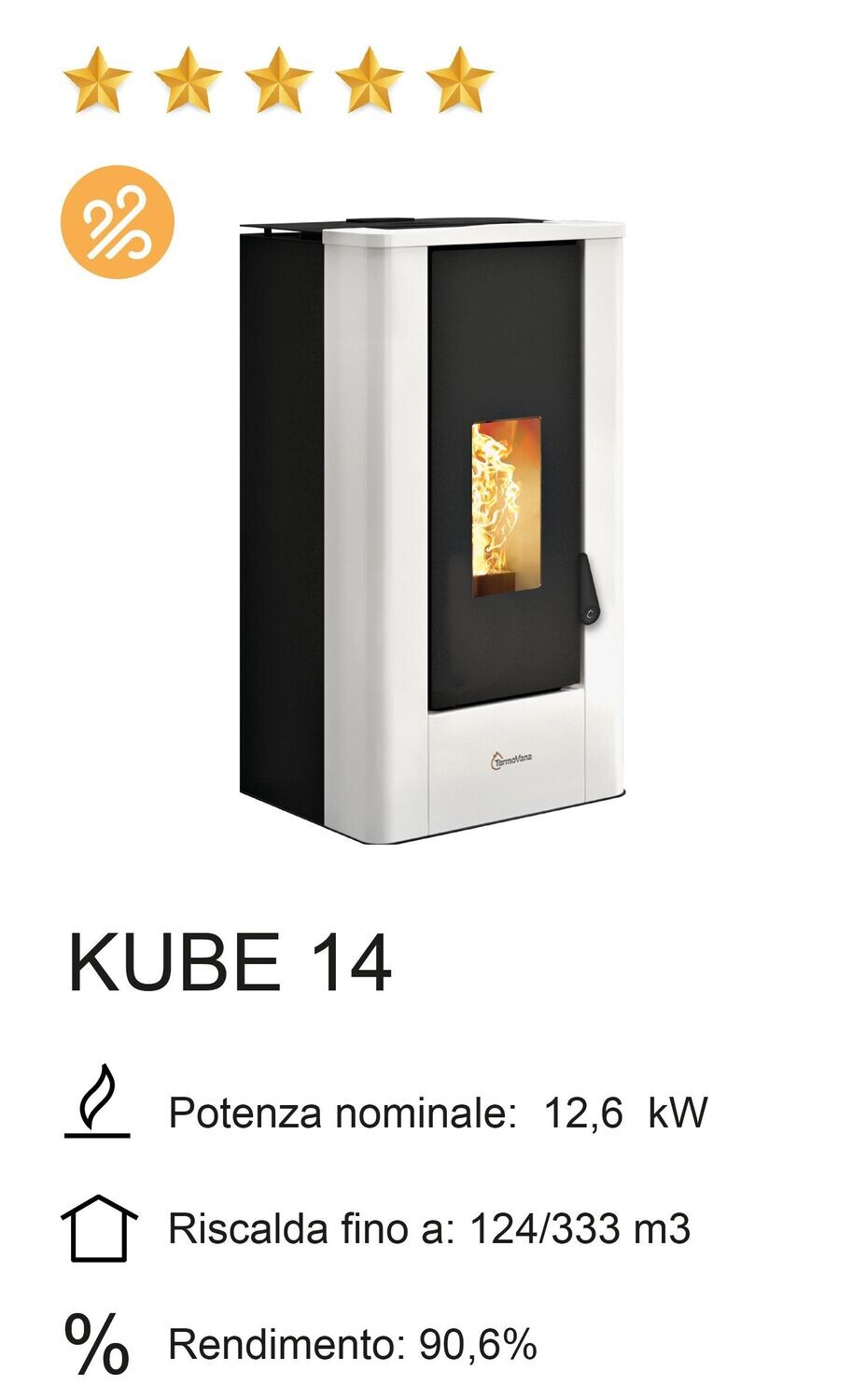STUFA A PELLET TERMOVANA MOD. KUBE 14
