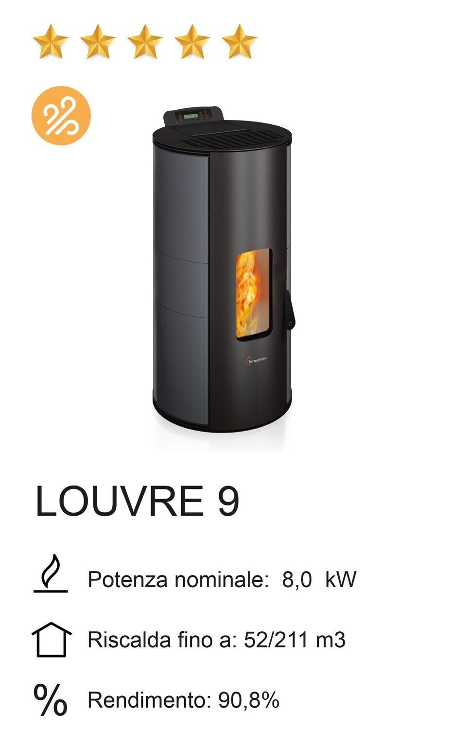 STUFA A PELLET TERMOVANA MOD. LOUVRE 9