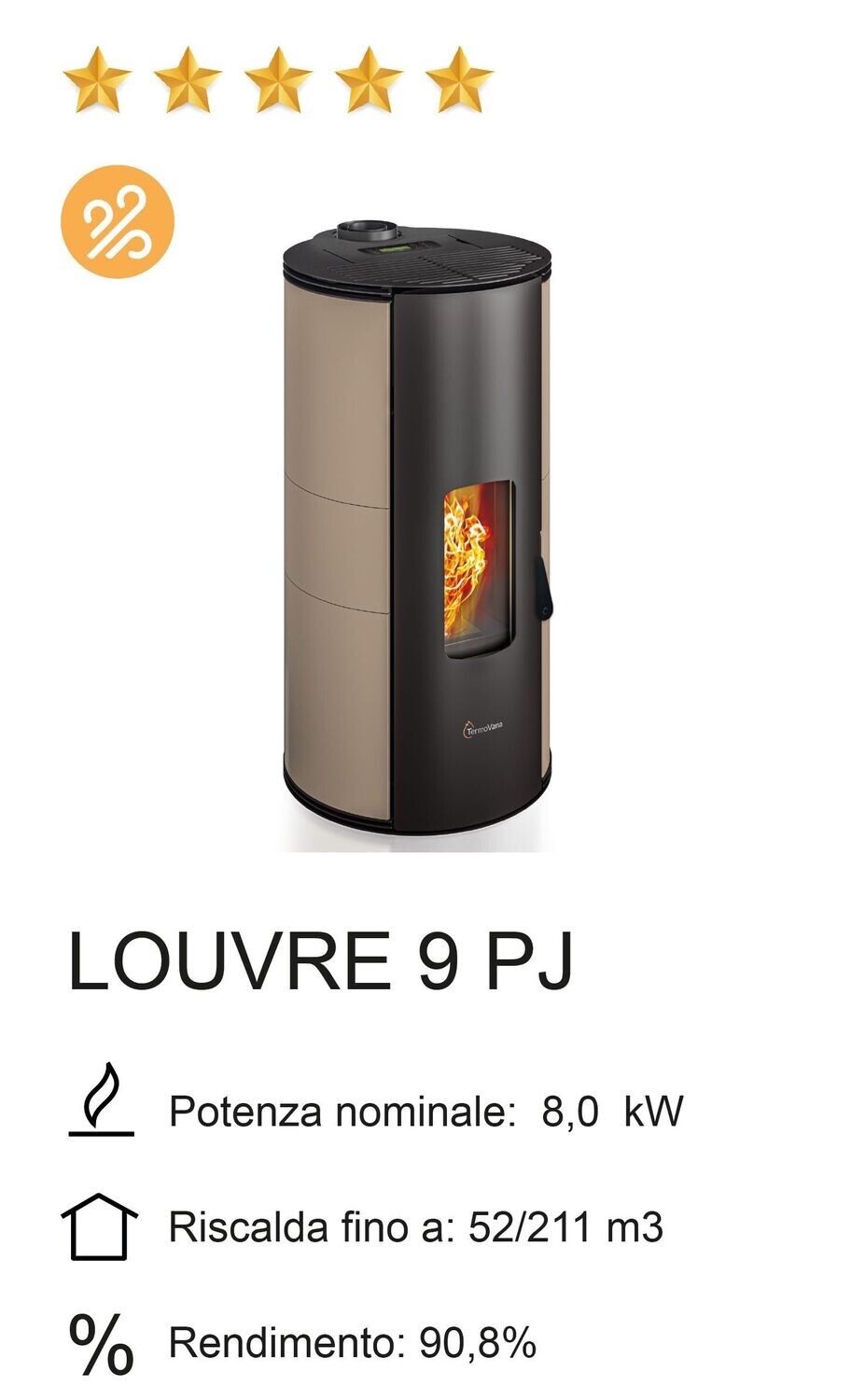 STUFA A PELLET TERMOVANA MOD. LOUVRE 9 PJ