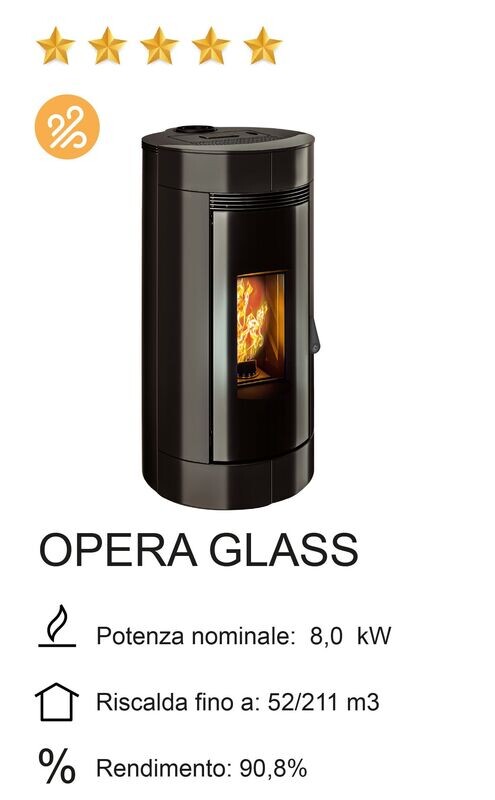 STUFA A PELLET TERMOVANA MOD. OPERA GLASS