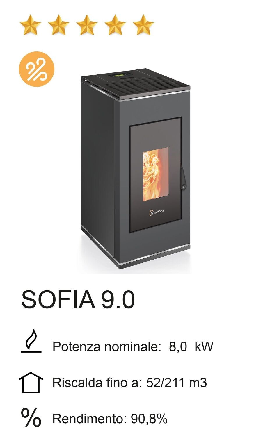 STUFA A PELLET TERMOVANA MOD. SOFIA 9.0