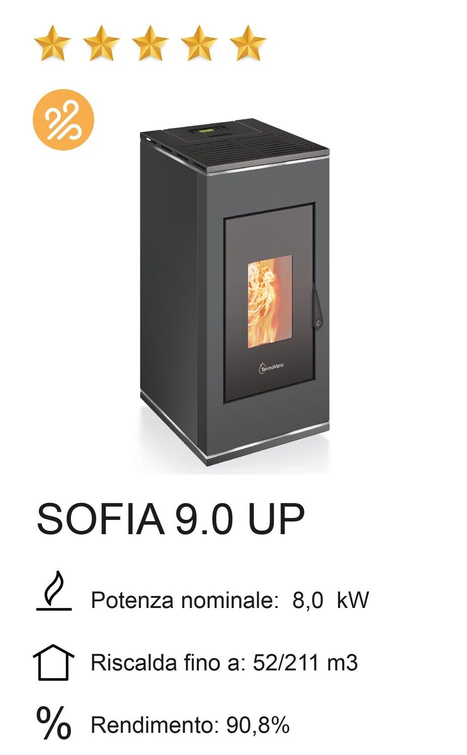 STUFA A PELLET TERMOVANA MOD. SOFIA 9.0 UP