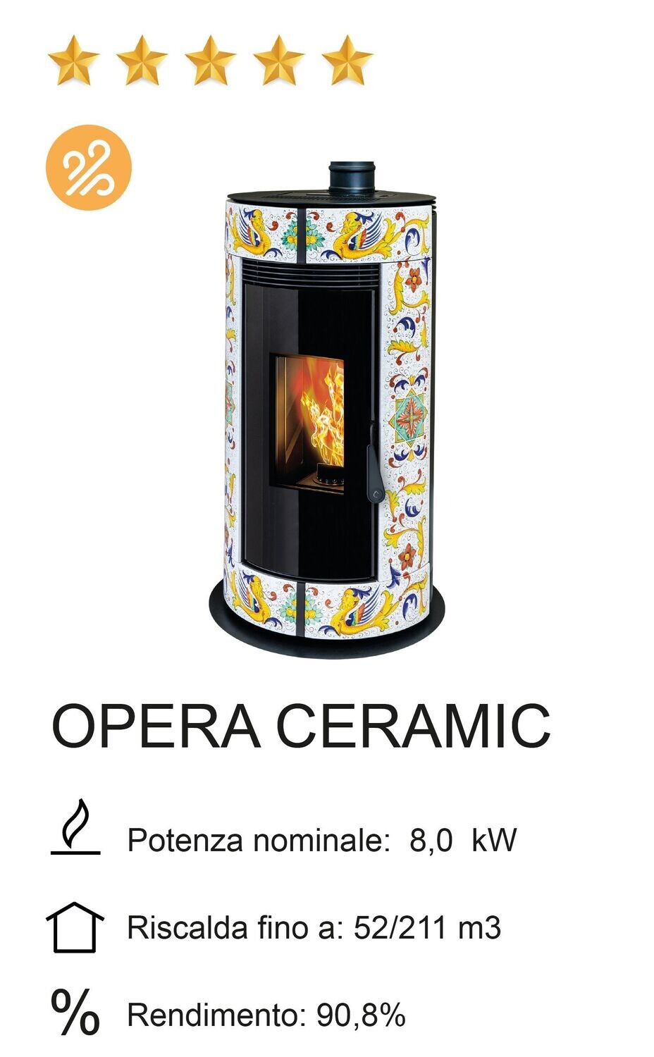 STUFA A PELLET TERMOVANA MOD. OPERA CERAMIC