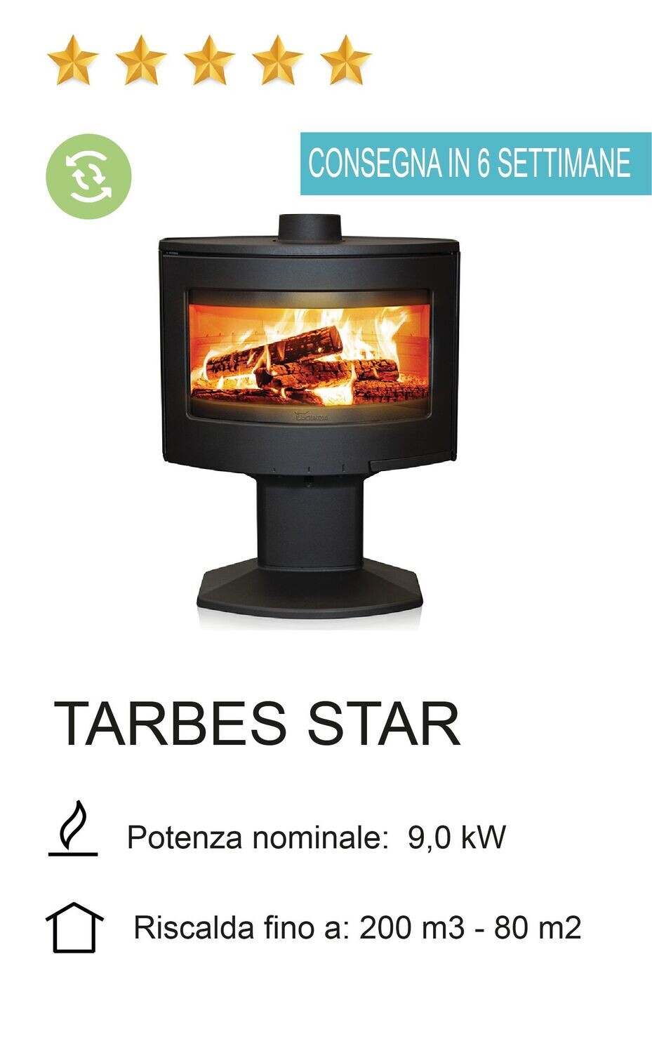 STUFA A LEGNA LACUNZA MOD. TARBES STAR