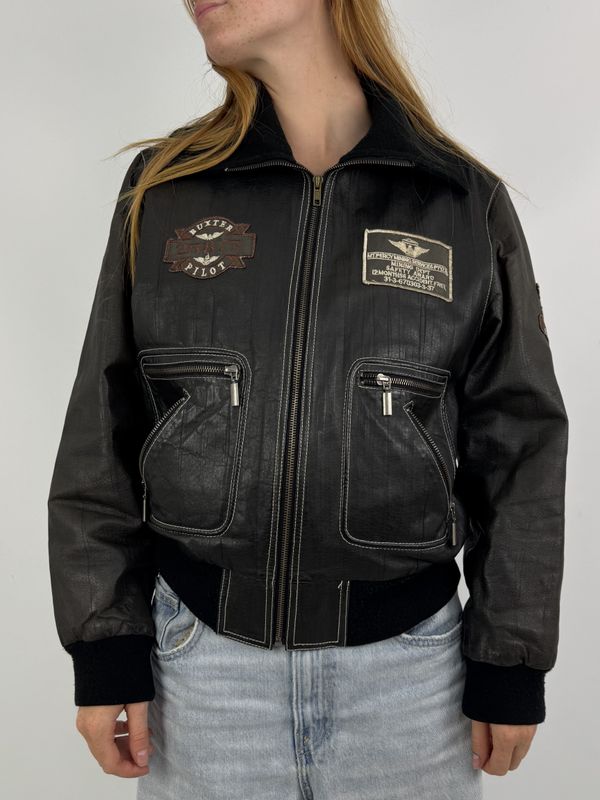 Kurtka Flying Leather Bomber Jacket (S)