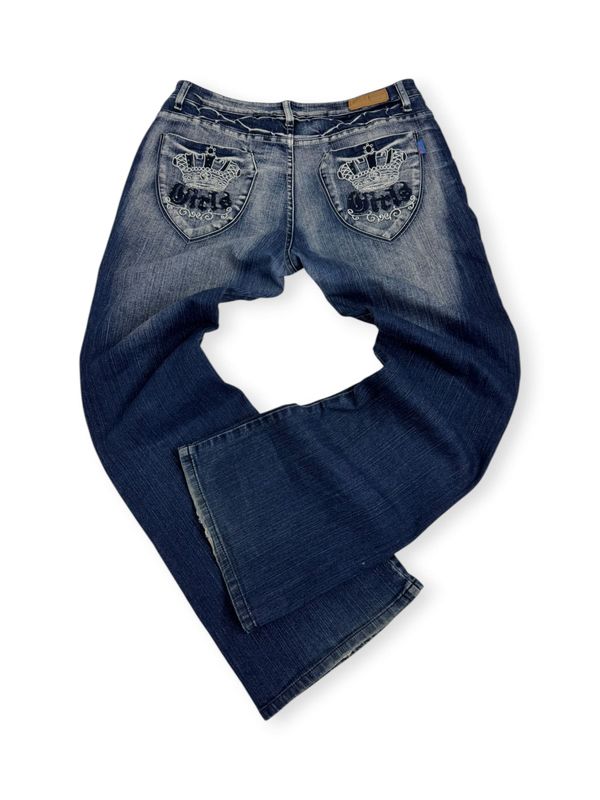 Spodnie Flared Y2K z Haftem (Damskie XL)