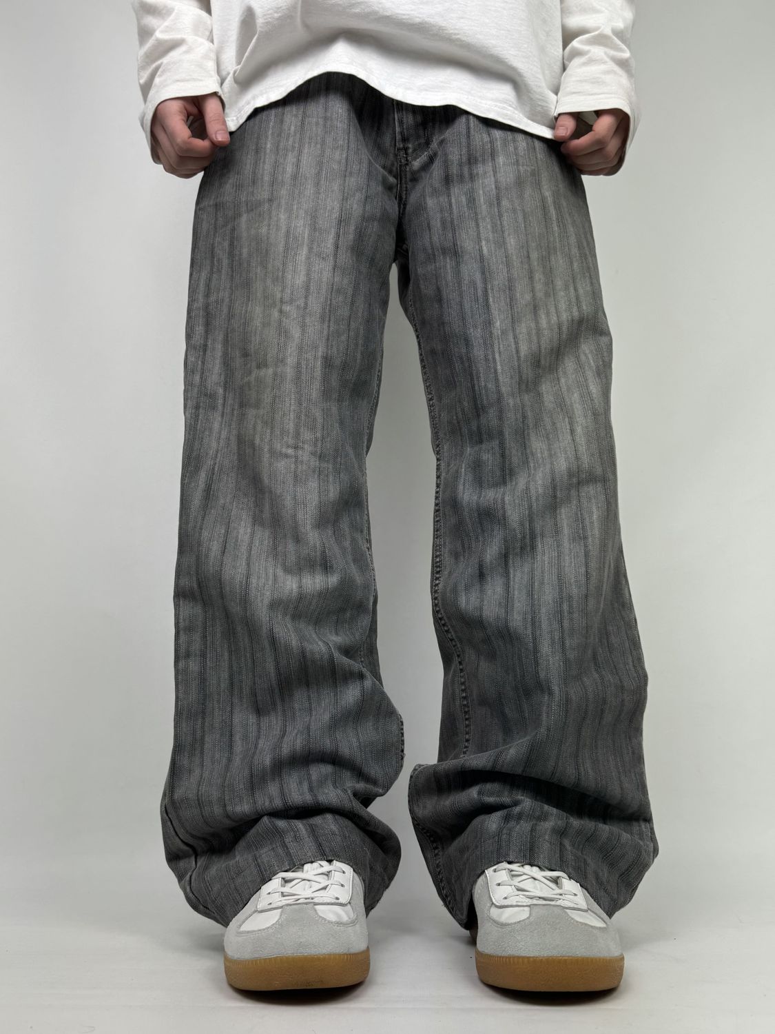 Spodnie Jeansowe w Paski (L)