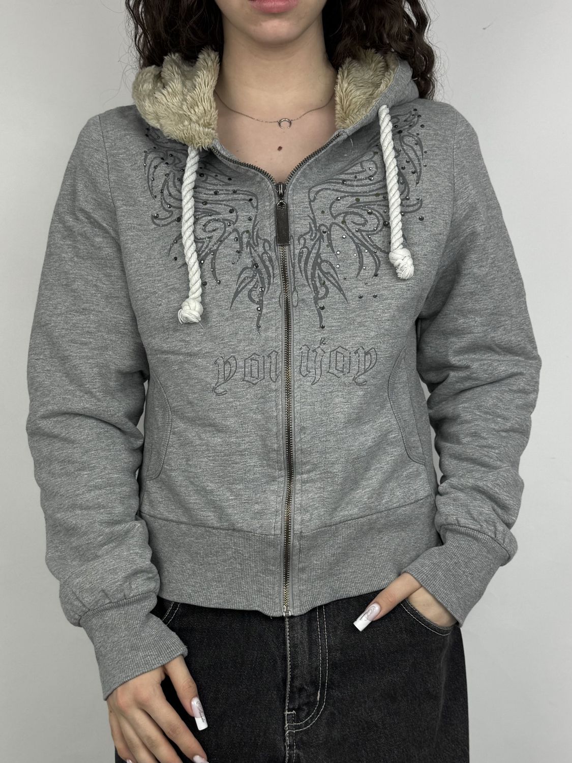 Bluza rozpinana Y2K z Futerkiem (Damskie XS)