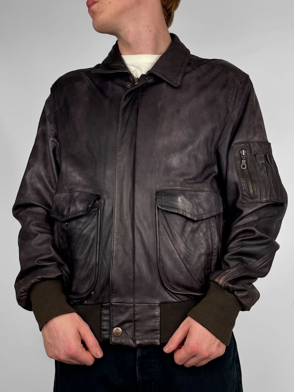 Kurtka Skórzana Malboro Bomber Leather Jacket (M)