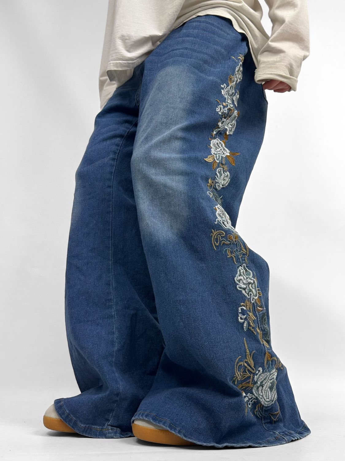 Spodnie Flared Y2K Kwiaty (3XL)