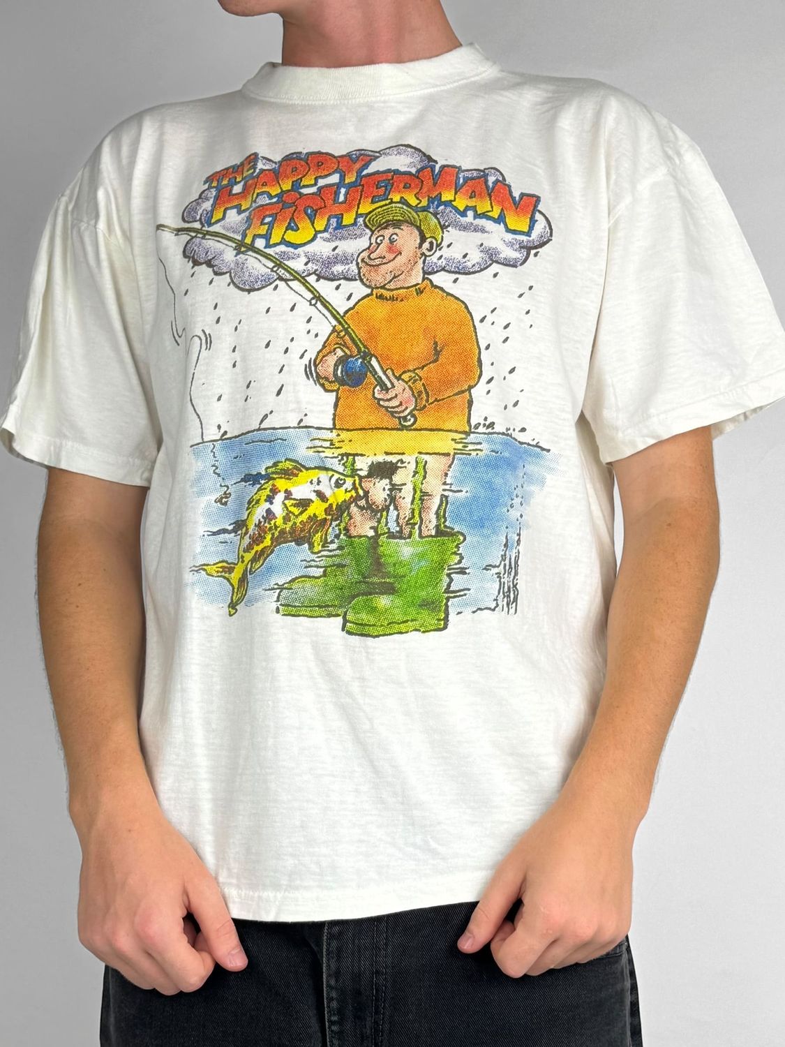 T-shirt Happy Fisherman Vintage (M)