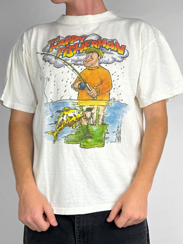 T-shirt Happy Fisherman Vintage (M)