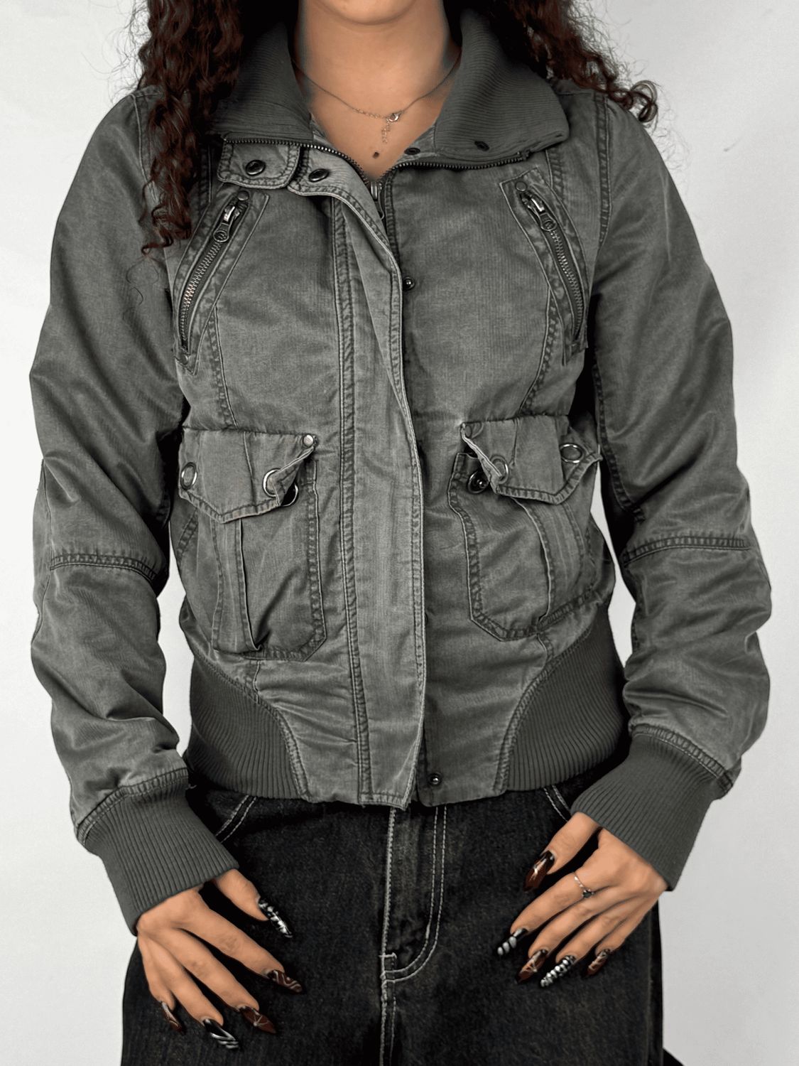 Kurtka Bomberka Y2K Cropped (Damskie M)