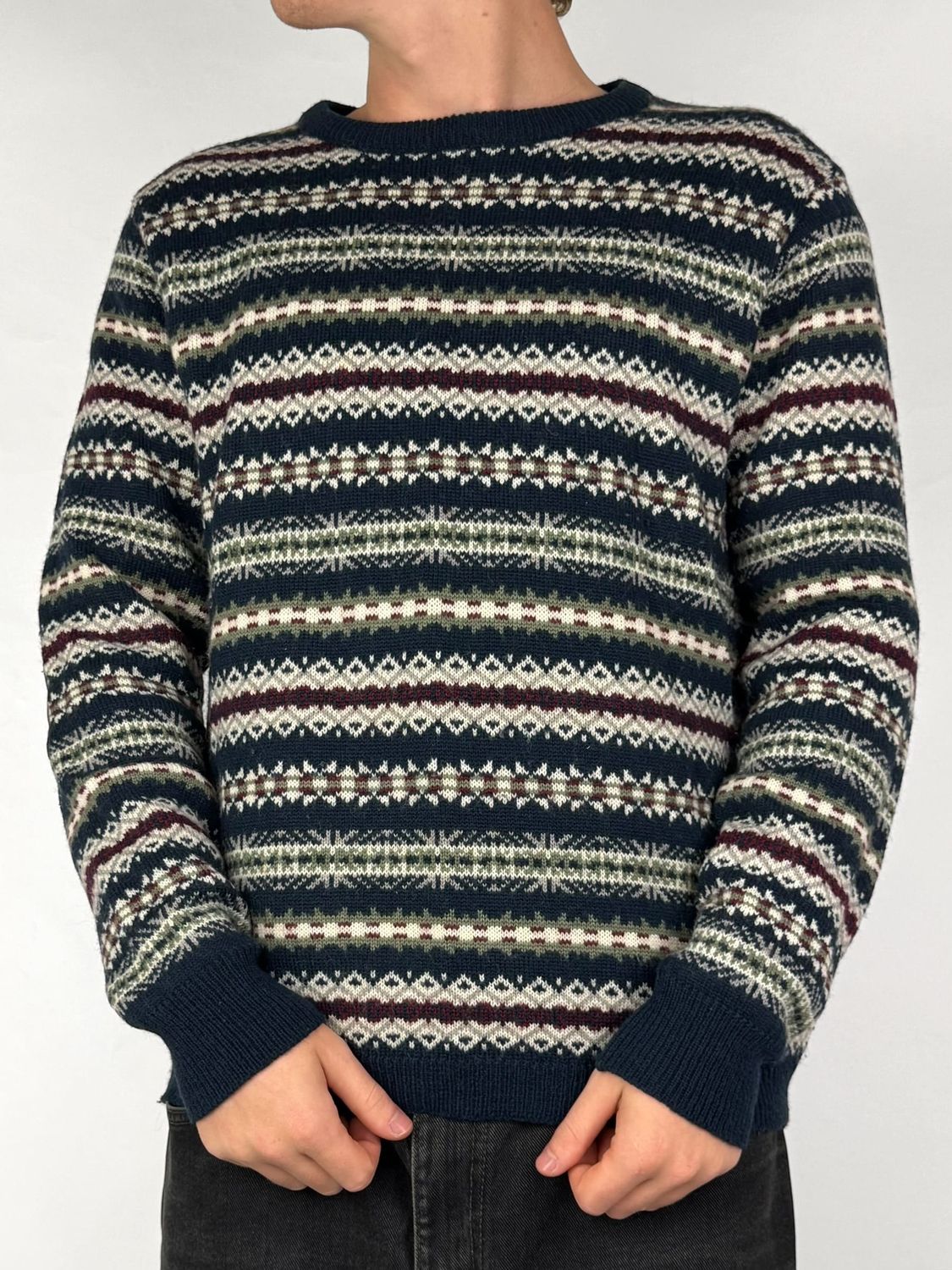 Sweter Vintage Wzorzysty (M)